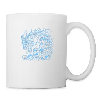Fantasy-Drache, Anime-Drachenkopf, mythische Reptilienmagie - Tasse - Weiß - Rechts