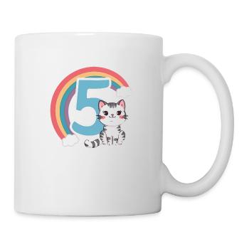 Chat mignon - 5e anniversaire - 5 ans - Mug blanc - blanc - Droite