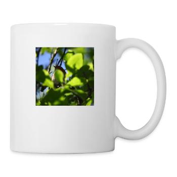 rouge-gorge derrière le feuillage - Mug blanc - blanc - Droite