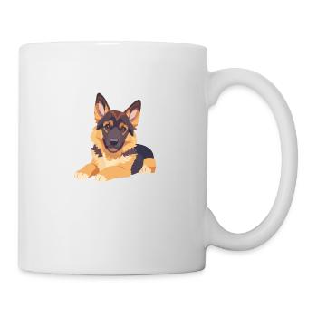 Berger allemand chiot couché grands yeux - Mug blanc - blanc - Droite