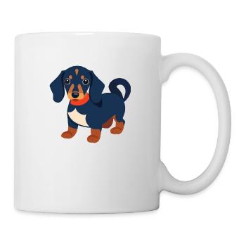 Dackel Welpe schwarz Dachshund - Tasse - Weiß - Rechts