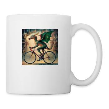 Une peinture surréaliste du dragon mythique - Mug blanc - blanc - Droite