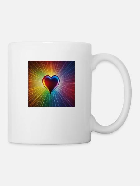 Regenbogen Herz - Tasse - Weiß