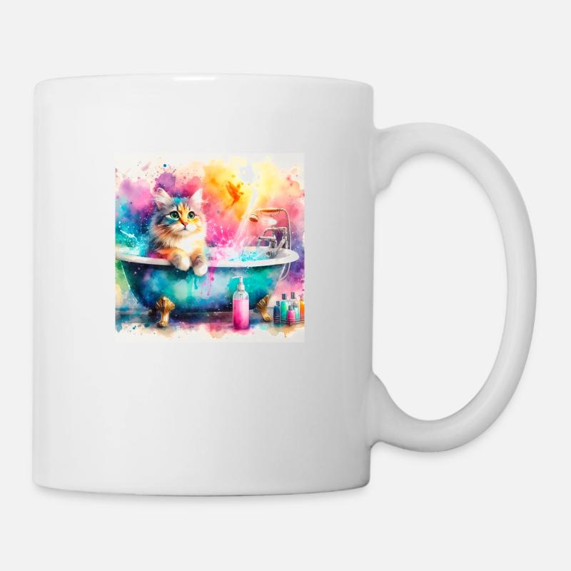 Un chat dans ma baignoire - Mug blanc - blanc