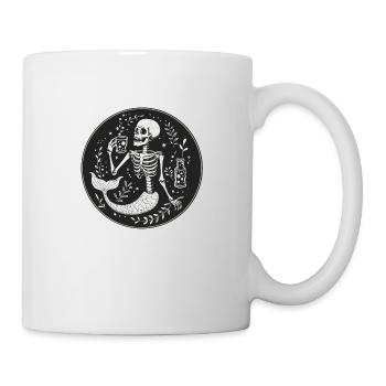 Skeleton mermaid with a glass of whisky - Mug - white - Right