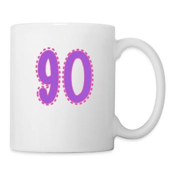 90. 90 JAHRE. 90. JAHRESTAG. 90-JÄHRIGES JUBILÄUM. - Tasse - Weiß - Rechts