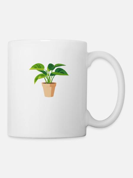 Pflanze grün Topfpflanze Blätter - Tasse - Weiß