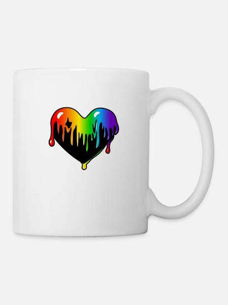 Klebriges Herz trieft : Sticky Queer Pride - Tasse - Weiß