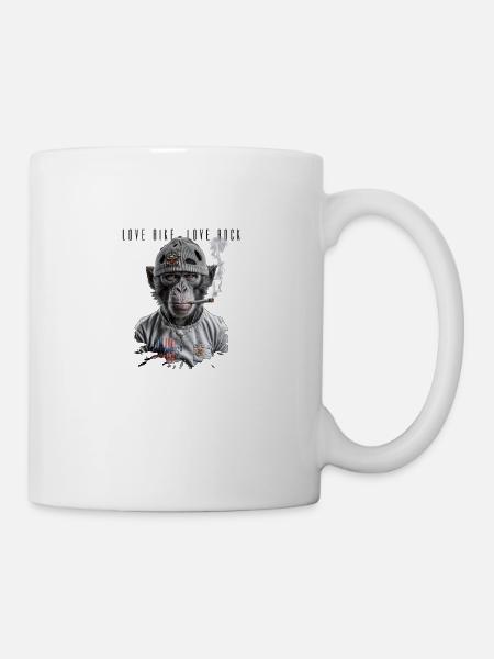 Rock Primate Biker - Tasse - Weiß