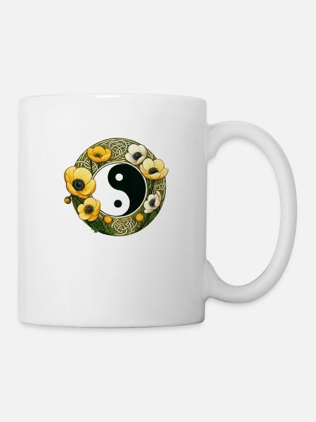 Blumen Yin Yang - Tasse - Weiß