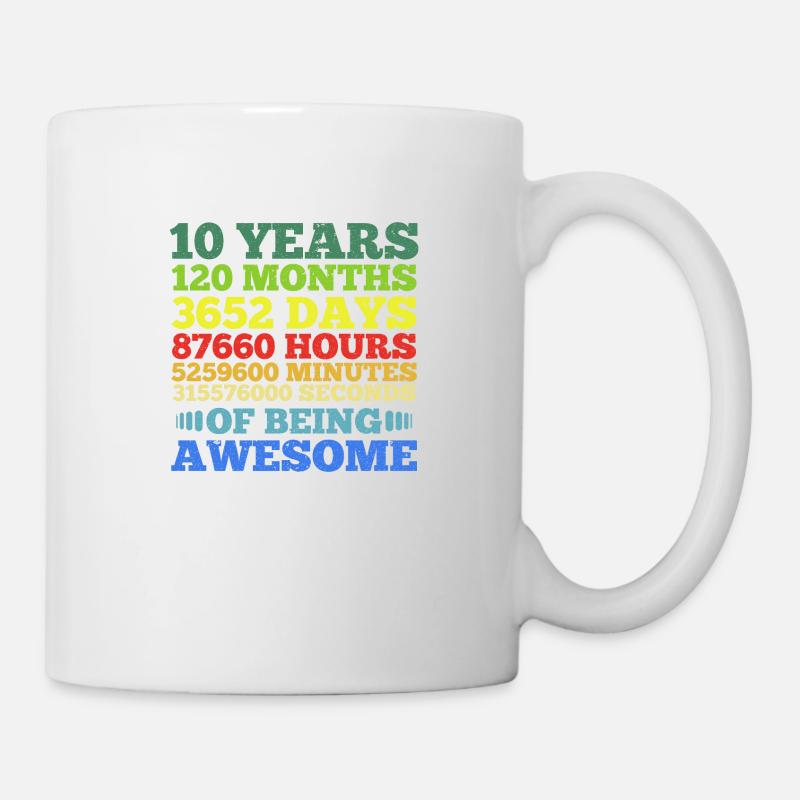 10 ans 10e anniversaire vintage rétro 120 mois - Mug blanc - blanc