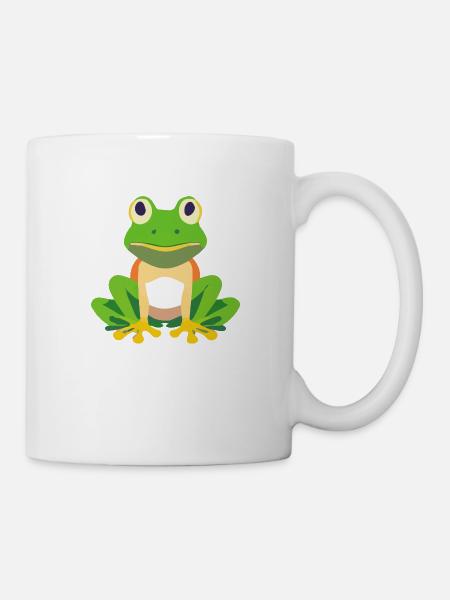 Grüner Frosch sitzt. - Tasse - Weiß