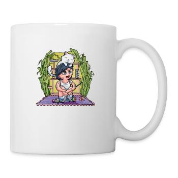 Fille / femme avec son chat - Mug blanc - blanc - Droite