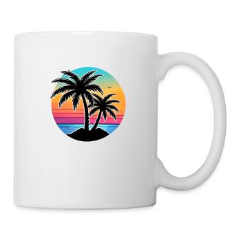 Vaporwave Sunset Palm Trees Illustration 1 - Mug - white - Right