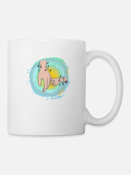 mains fleuries sans texte - Mug blanc - blanc