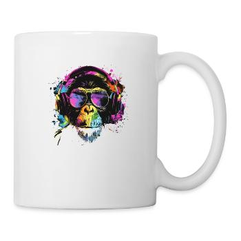 Cool monkey with headphones for DJs & musicians - Mug - white - Right