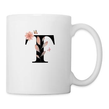 Lettre t fleurs sauvages aquarelles - Mug blanc - blanc - Droite