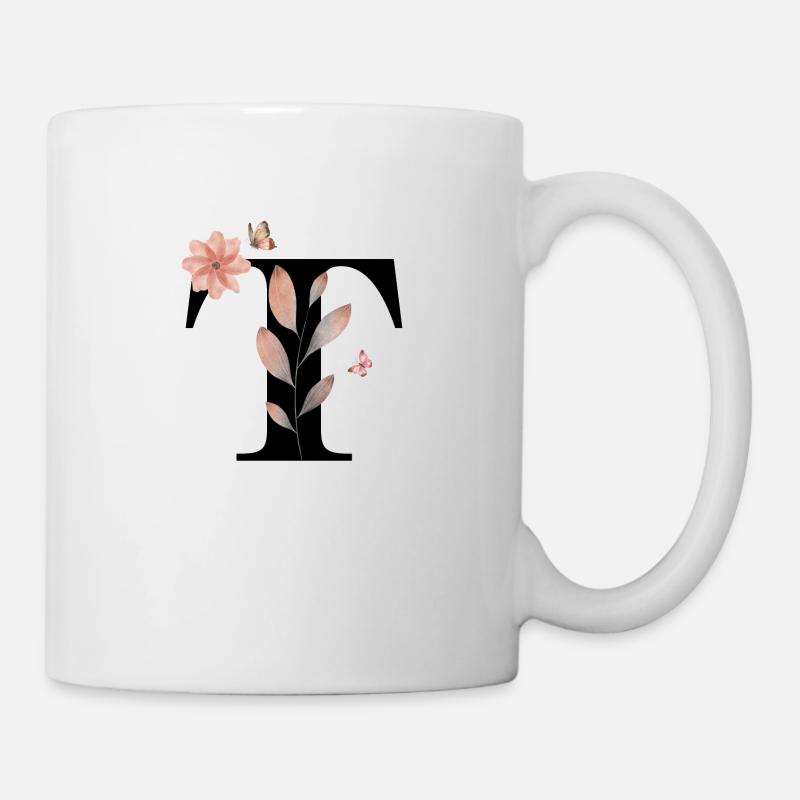 Lettre t fleurs sauvages aquarelles - Mug blanc - blanc
