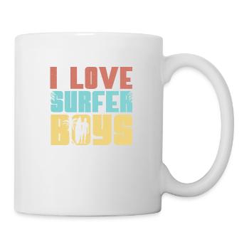 I Love Surfer Boys Surfboard Summer Surfing - Tasse - Weiß - Rechts