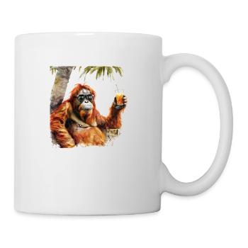 Cooler Orang-Utan beim chillen - Tasse - Weiß - Rechts