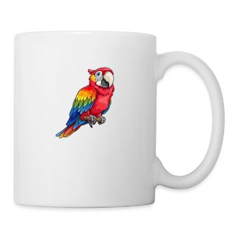 Farbenfroher Ara Auf Grauem Hintergrund - Tasse - Weiß - Rechts