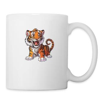 Heureux Tigre Dessin Animé Amoureux des animaux - Mug blanc - blanc - Droite