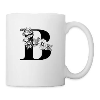 Lettre b floral noir et blanc - Mug blanc - blanc - Droite