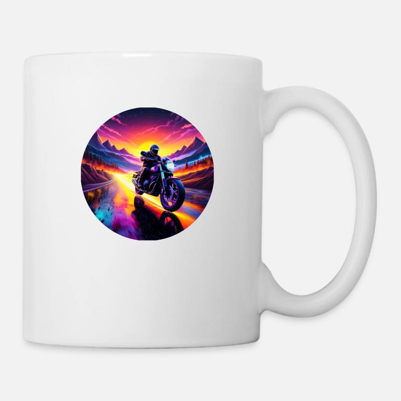 Lever de soleil moto - Mug blanc - blanc