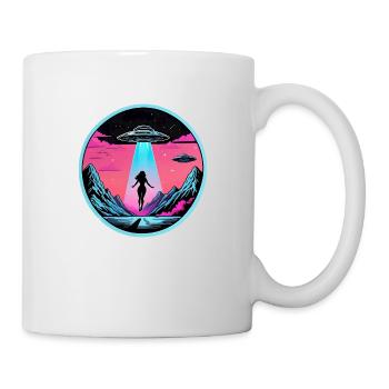 Woman is abducted by UFO at midnight - Mug - white - Right
