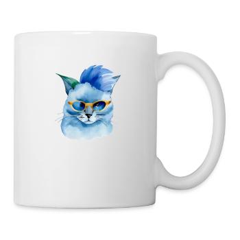 Punkrock Katze mit Sonnenbrille Geschenkidee - Tasse - Weiß - Rechts