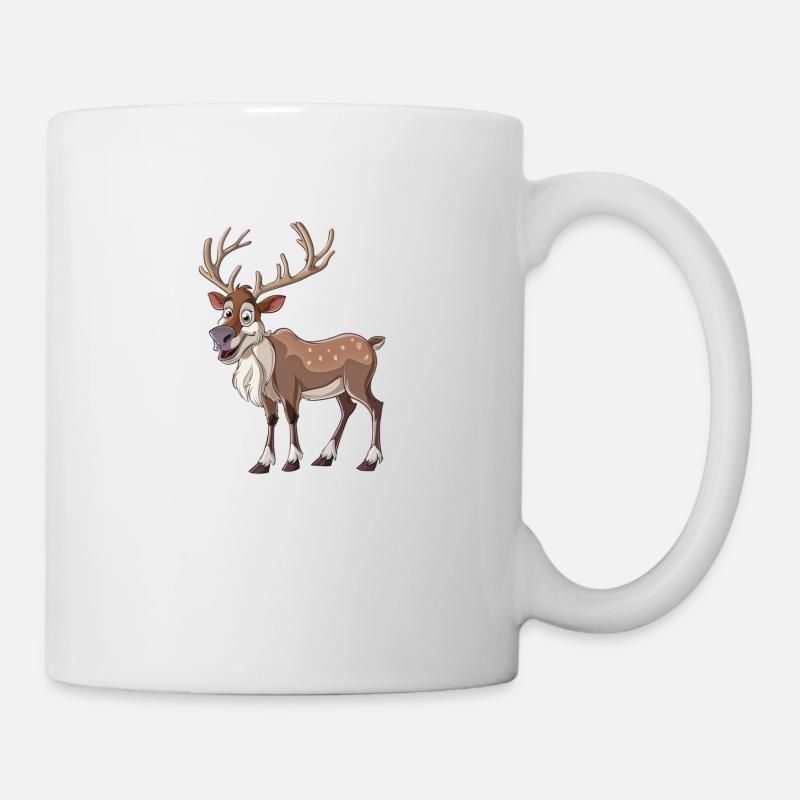Fröhliches Rentier Mit Geweih - Tasse - Weiß