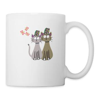 Chat Chats Hippi Hippies Enfants Enfant - Mug blanc - blanc - Droite