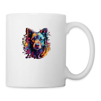 Abstrakte Hundekunst - Einzigartiges Design für T-Shirts - Tasse - Weiß - Rechts