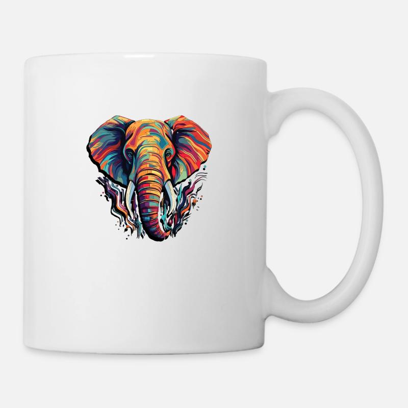 Abstract Elephant - Modern and Geometric Design - Mug - white