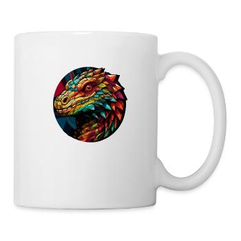 Abstrakte Eidechse T-Shirt | Geometrisches Design - Tasse - Weiß - Rechts