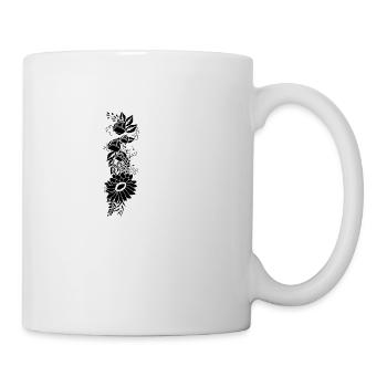 Lettre k floral noir et blanc - Mug blanc - blanc - Droite