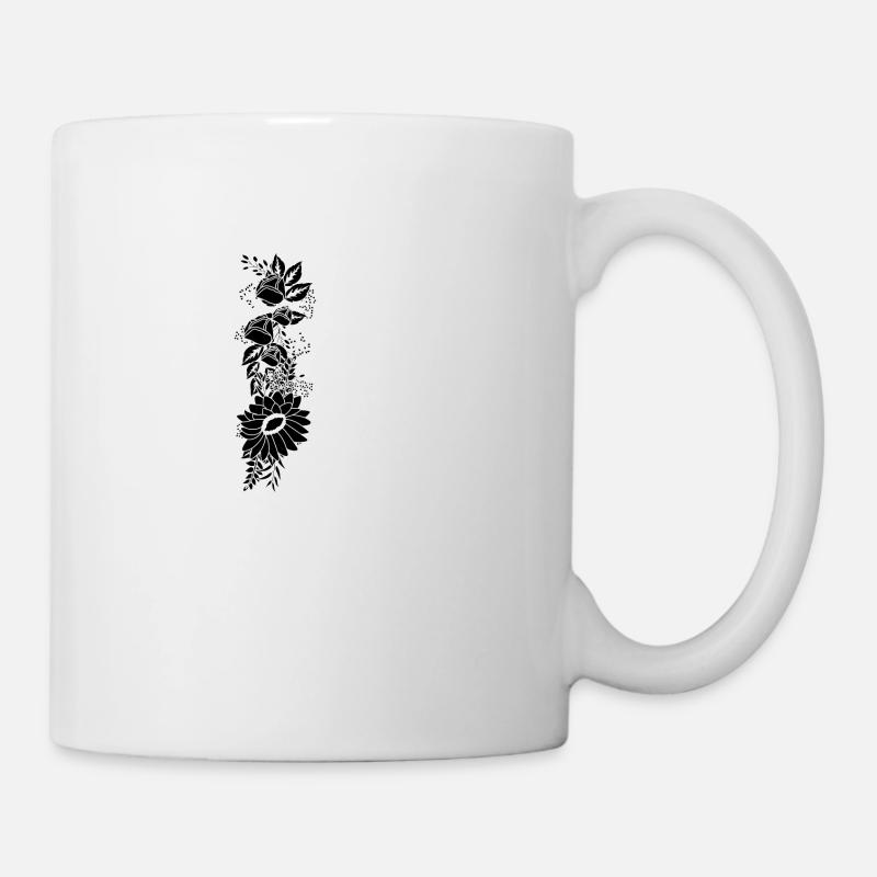 Lettre k floral noir et blanc - Mug blanc - blanc
