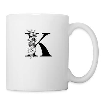 Lettre k floral noir et blanc - Mug blanc - blanc - Droite
