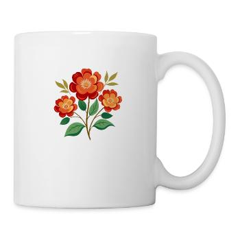 Vintage Blumen in Rot - Tasse - Weiß - Rechts