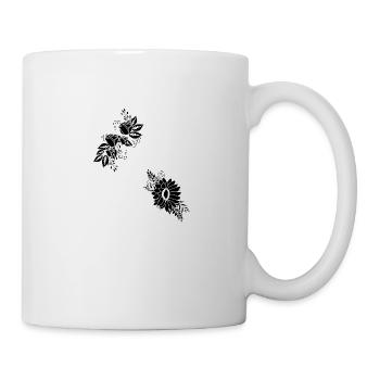 Lettre o floral noir et blanc - Mug blanc - blanc - Droite