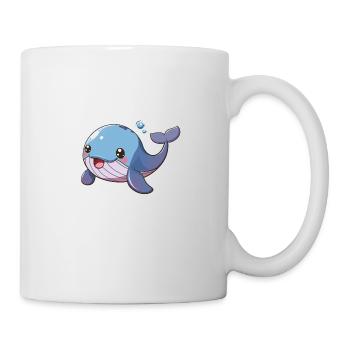 Cute Smiling Whale Caricature - Mug - white - Right