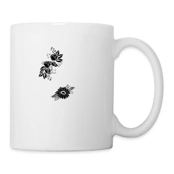 Lettre v floral noir et blanc - Mug blanc - blanc - Droite