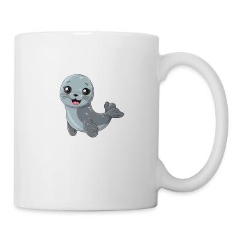 Le regard ludique du phoque attire votre cœur - Mug blanc - blanc - Droite