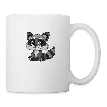 Niedlicher Waschbär Mit Großen Augen - Tasse - Weiß - Rechts