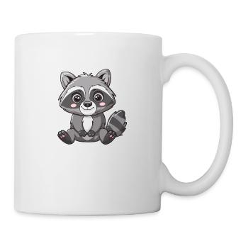 Cute raccoon cartoon to fall in love with - Mug - white - Right
