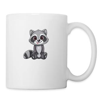 Niedlicher Waschbär Mit Großen Augen - Tasse - Weiß - Rechts