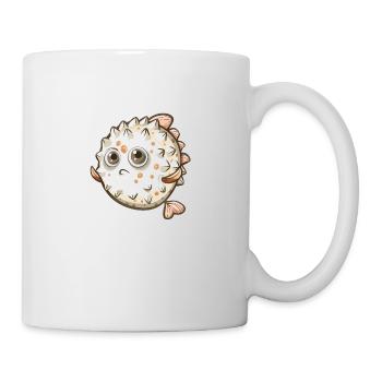 Mignon personnage de dessin animé de poisson-globe - Mug blanc - blanc - Droite