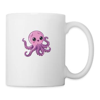 Pieuvre violette mignonne avec de grands yeux - Mug blanc - blanc - Droite
