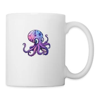 Cute Purple Octopus with Big Eyes - Mug - white - Right
