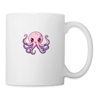 Niedlicher Rosa Oktopus Mit Großen Augen - Tasse - Weiß - Rechts